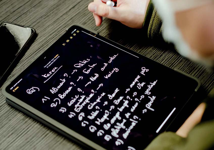travail sur tablette